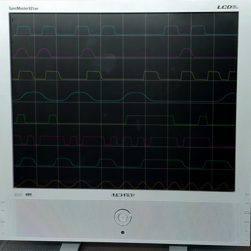 Synthesized waves from waveshaper - scanned with VGA-PLD-Oscilloscope - Jergen Schuhmacher Consulting